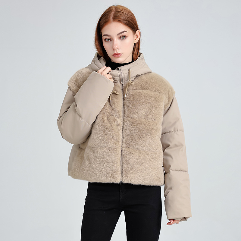 Short, stylish down-filled cotton-padded jacket for women, new Korean style, light luxury, thickened cotton-padded coat, plush outerwear.