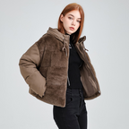 Short, stylish down-filled cotton-padded jacket for women, new Korean style, light luxury, thickened cotton-padded coat, plush outerwear.