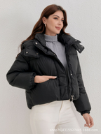 New women's down jacket, winter 2025 new style, short down jacket, hooded puffer jacket.