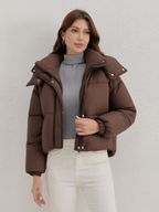 New women's down jacket, winter 2025 new style, short down jacket, hooded puffer jacket.