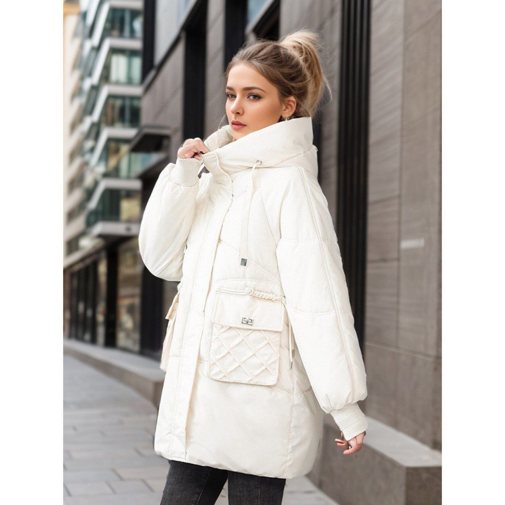 New style mid-length Korean-style down-filled cotton coat, fashionable puffer jacket, loose fit.