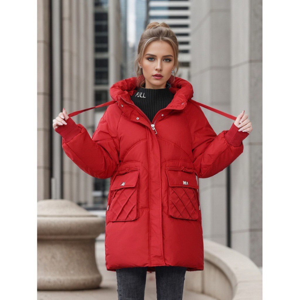 New style mid-length Korean-style down-filled cotton coat, fashionable puffer jacket, loose fit.