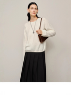 New winter cashmere brushed round neck versatile knit sweater for women