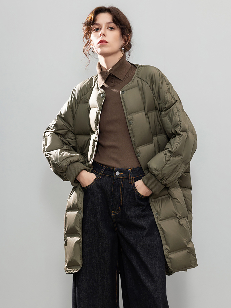 Samsung 90% White Duck Down Jacket Women's Mid-Length 2025 Winter New Fashionable Taped Seam Warm Puffer Jacket
