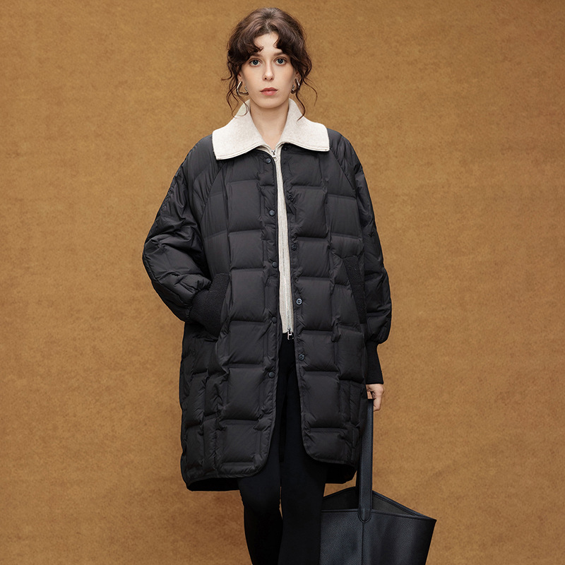 Samsung 90% White Duck Down Jacket Women's Mid-Length 2025 Winter New Fashionable Taped Seam Warm Puffer Jacket
