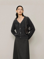 New winter cashmere brushed round neck versatile knit sweater for women