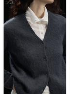 Cashmere-like, soft and fluffy woolen knitted V-neck sweater