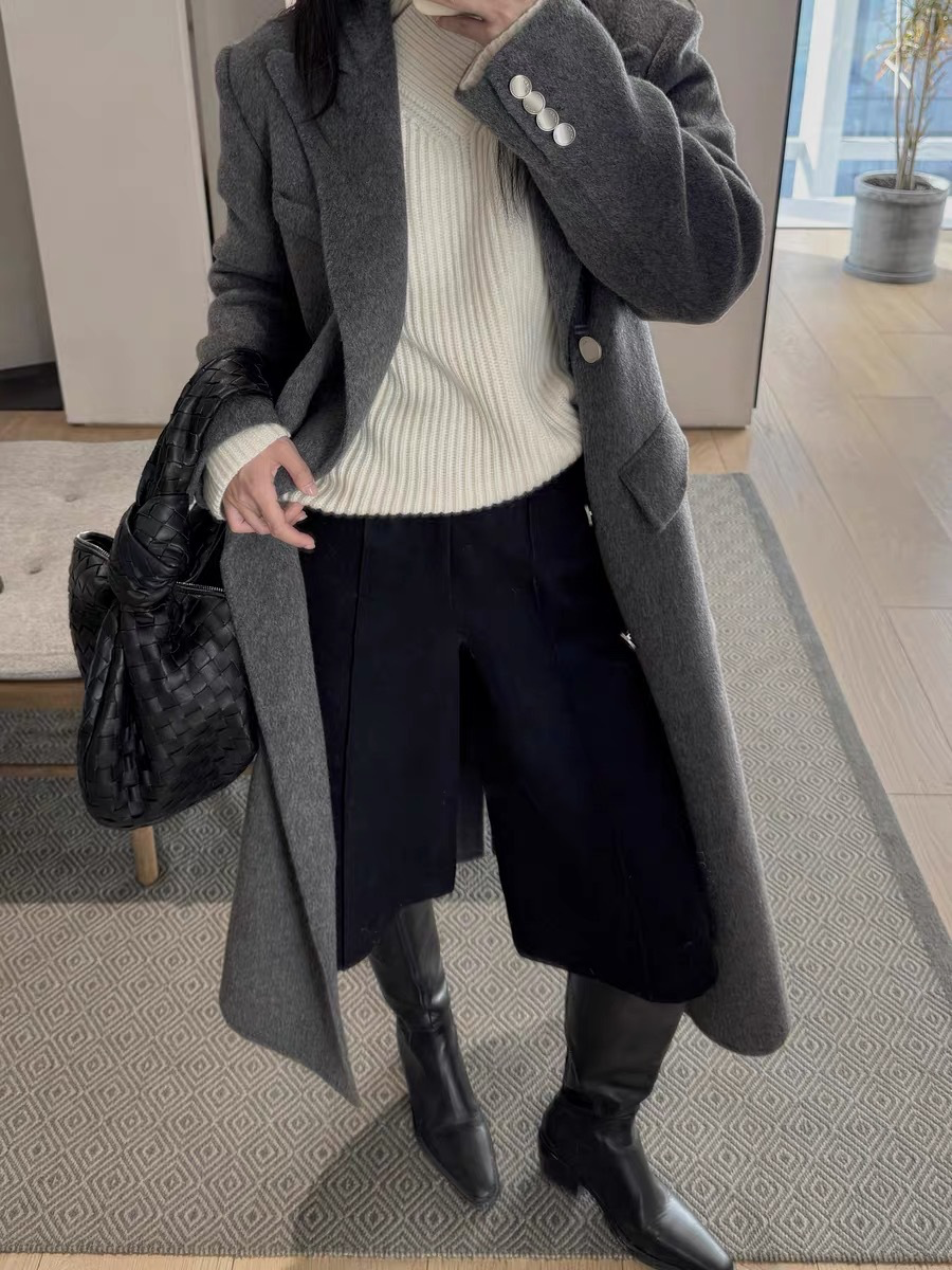 2025 New Arrival: Old-fashioned, High-end Thickened Woolen Suit Pants for Women, Autumn/Winter Straight Leg Black Five-Point Pants/Boot Pants