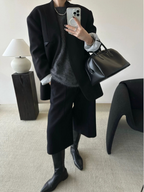 2025 New Arrival: Old-fashioned, High-end Thickened Woolen Suit Pants for Women, Autumn/Winter Straight Leg Black Five-Point Pants/Boot Pants