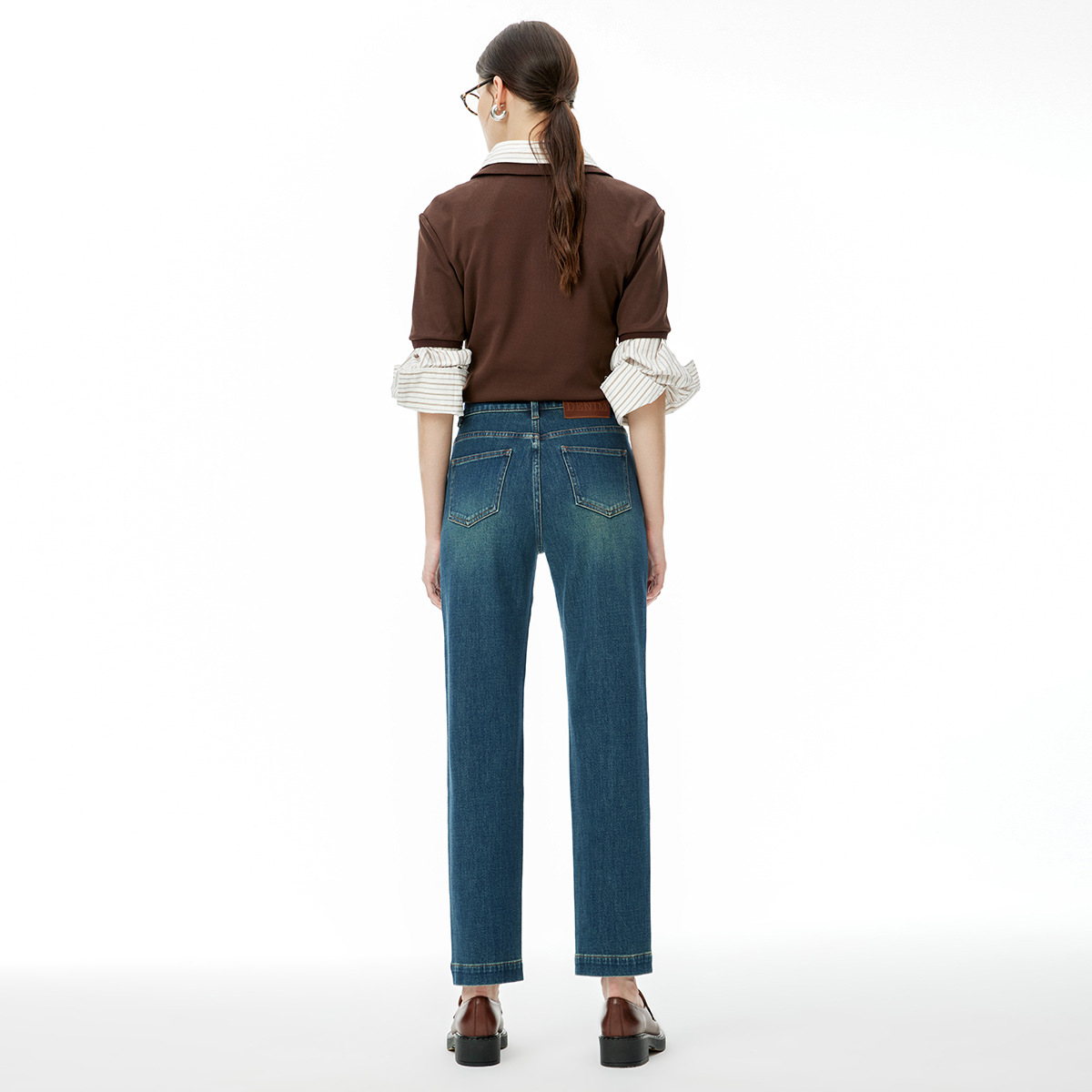 High end 2024 autumn new four-way stretch nine point stick jeans, high waisted slim fit pants, fashionable and versatile trend