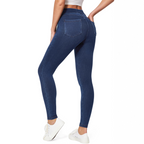 Shi Elastic Jeans, High Waist, Tight Fit, Wearing Style, Pants with Pockets, Casual Fitness Pants