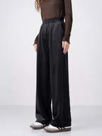 Autumn/Winter Fleece-Lined Thickened Chenille Wide-Leg Trousers, High-Waisted, Loose-Fitting Corduroy A-Shaped Straight-Leg Trousers