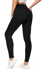 Shi Elastic Jeans, High Waist, Tight Fit, Wearing Style, Pants with Pockets, Casual Fitness Pants