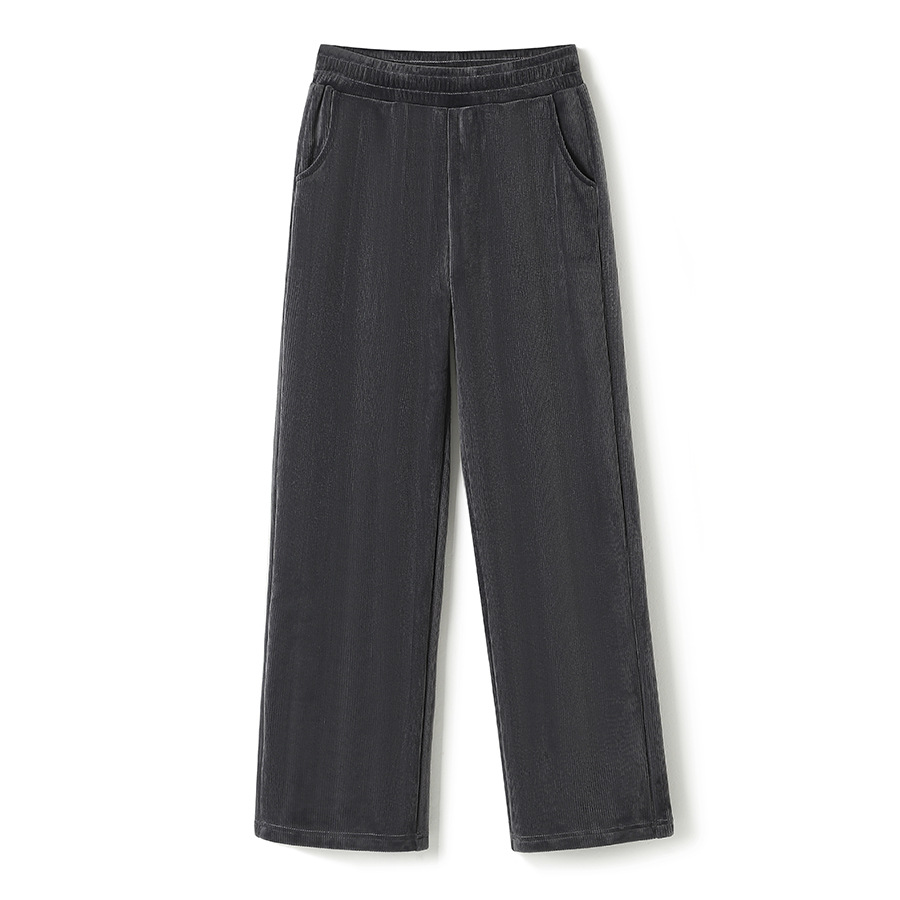 Autumn/Winter Fleece-Lined Thickened Chenille Wide-Leg Trousers, High-Waisted, Loose-Fitting Corduroy A-Shaped Straight-Leg Trousers