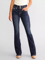 New women's denim embroidered fashionable slim fit micro flared jeans