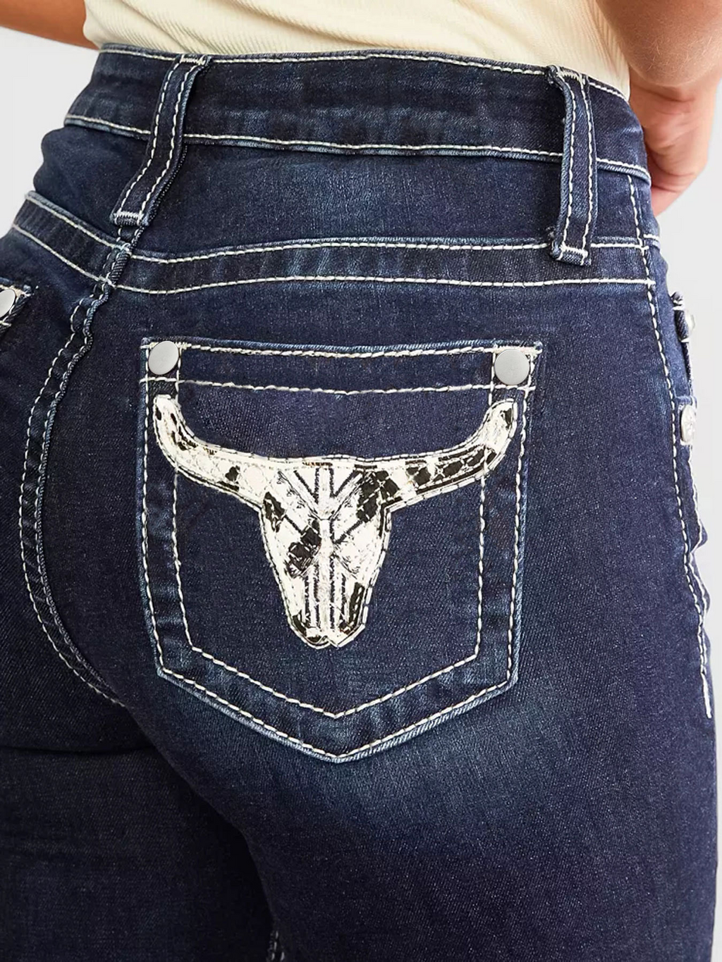 New women's denim embroidered fashionable slim fit micro flared jeans
