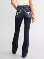 New women's denim embroidered fashionable slim fit micro flared jeans