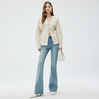 2025 high-end early spring new women's clothing four sided elastic slightly flared jeans slim fit long pants trendy and versatile