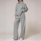 Women's Casual Two-Piece Set 2025 Autumn Half-Zipper Sweatshirt Straight Leg Pants Sportswear Travel Set
