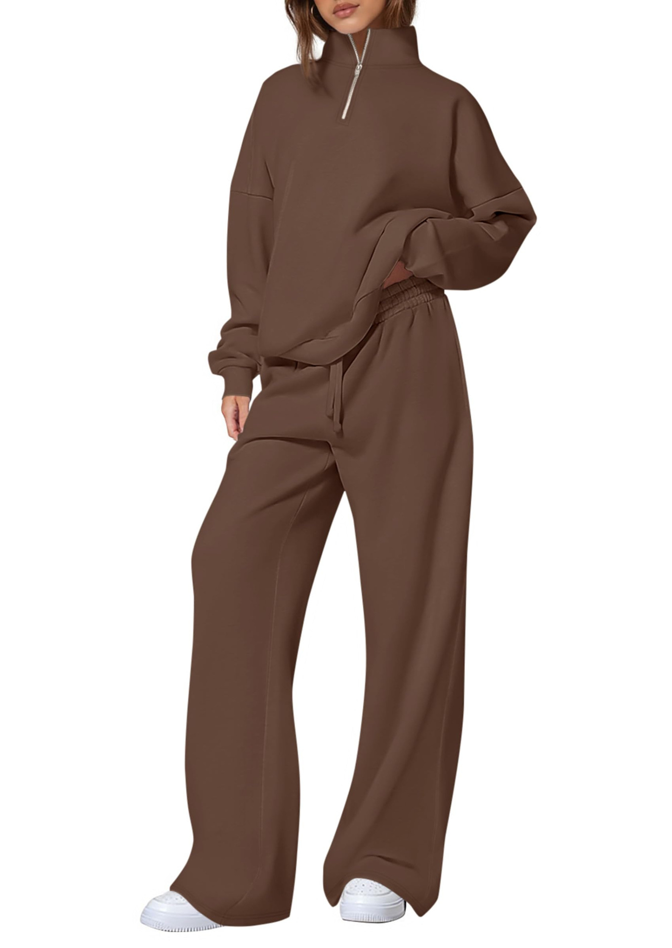 Women's Casual Two-Piece Set 2025 Autumn Half-Zipper Sweatshirt Straight Leg Pants Sportswear Travel Set