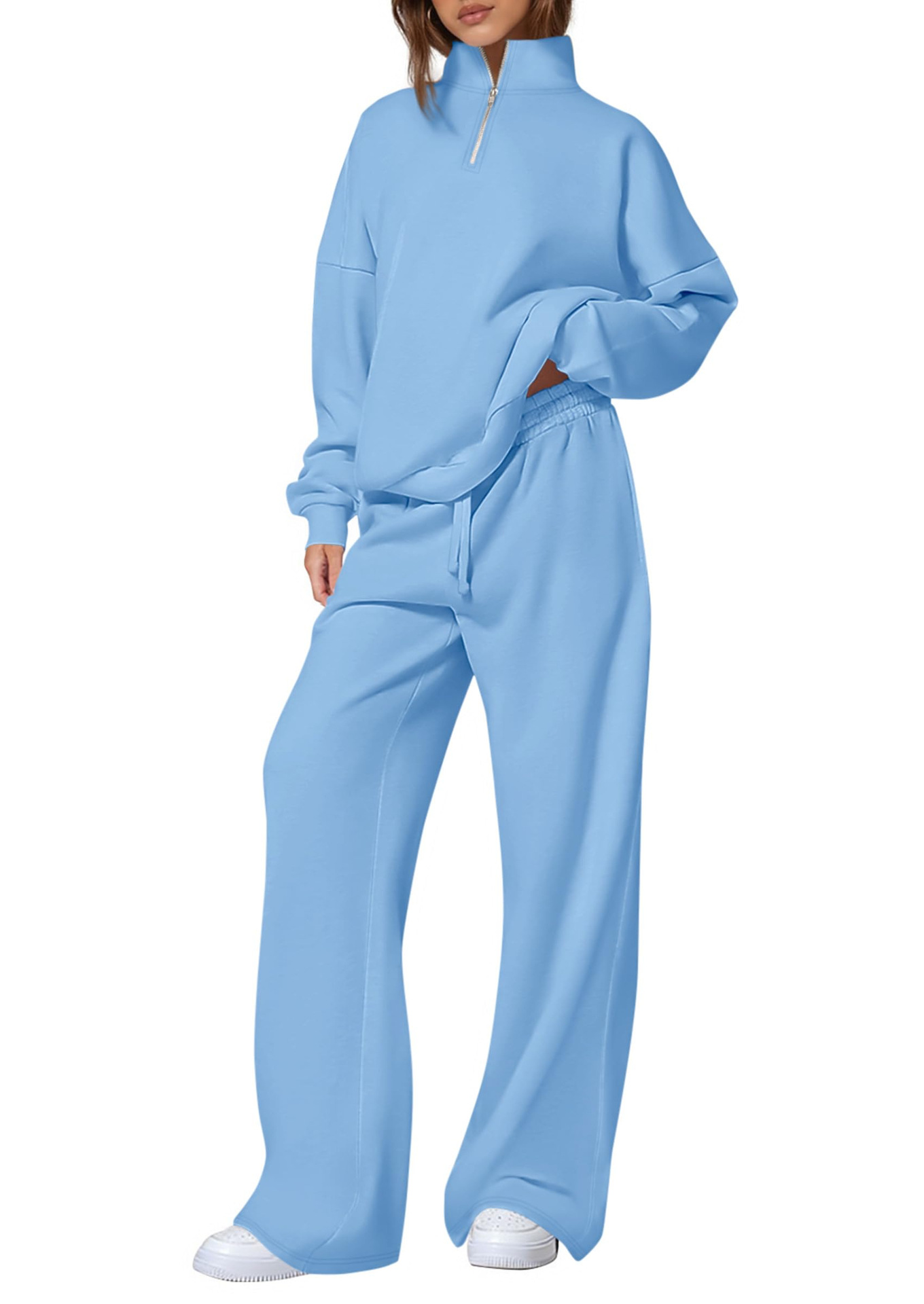 Women's Casual Two-Piece Set 2025 Autumn Half-Zipper Sweatshirt Straight Leg Pants Sportswear Travel Set