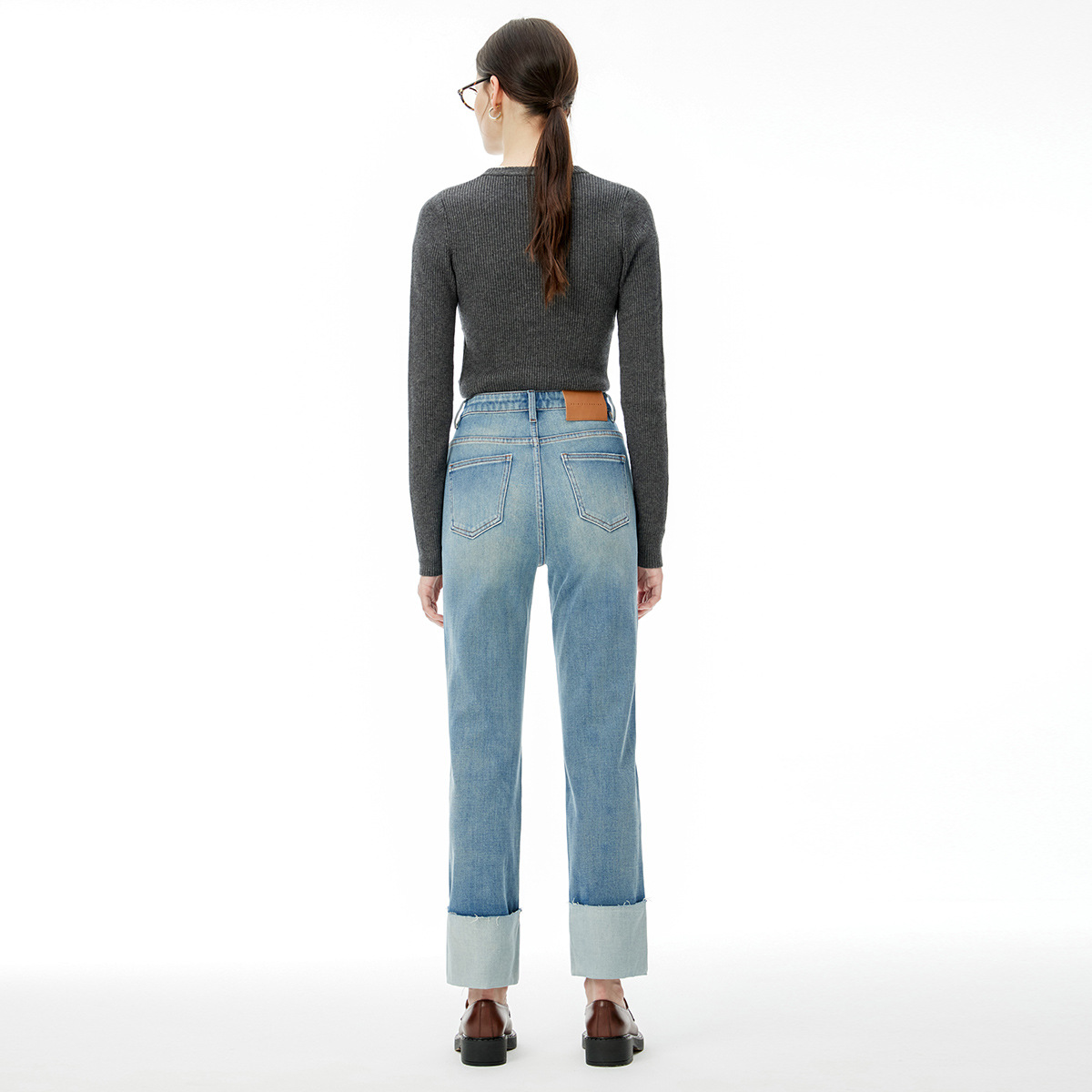 High end 2024 autumn new collection with four-way elasticity, fashionable and versatile, trendy women's clothing, denim cropped pants, showing height and thinness