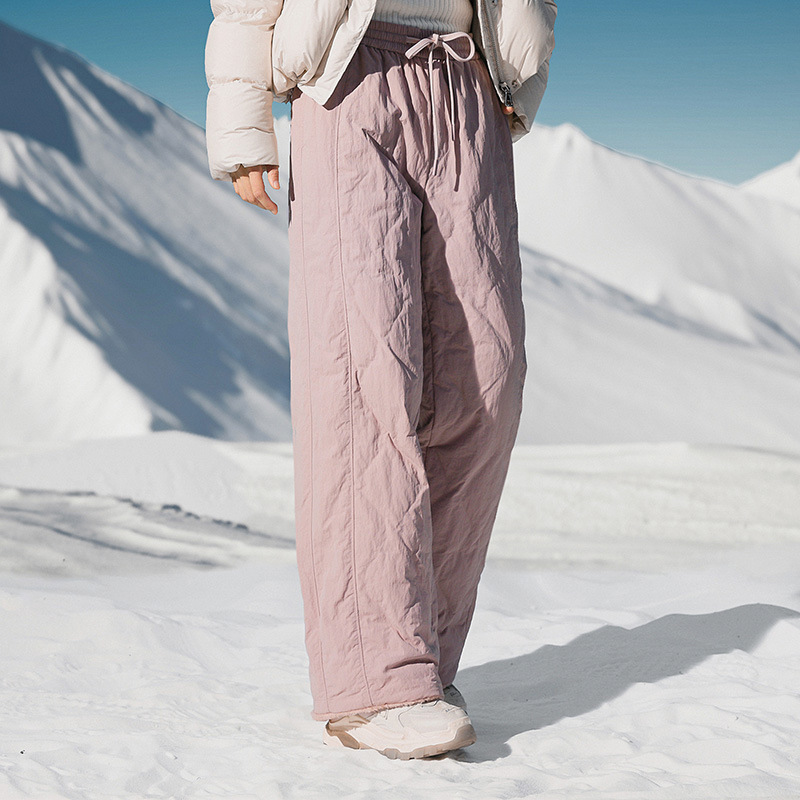 Women's down pants, fashionable and casual wide leg pants, thick and warm, cold resistant 90 duck down cotton pants, trendy 2025 winter new style