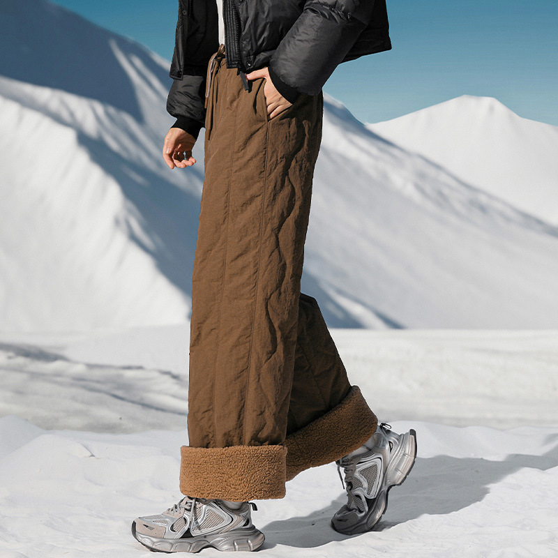 Women's down pants, fashionable and casual wide leg pants, thick and warm, cold resistant 90 duck down cotton pants, trendy 2025 winter new style