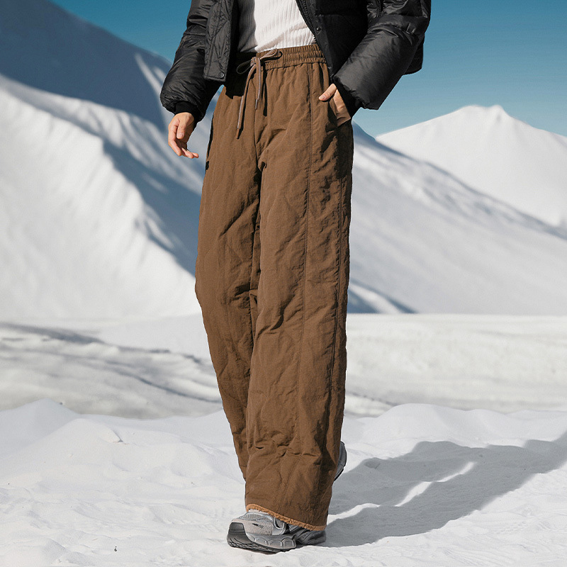 Women's down pants, fashionable and casual wide leg pants, thick and warm, cold resistant 90 duck down cotton pants, trendy 2025 winter new style