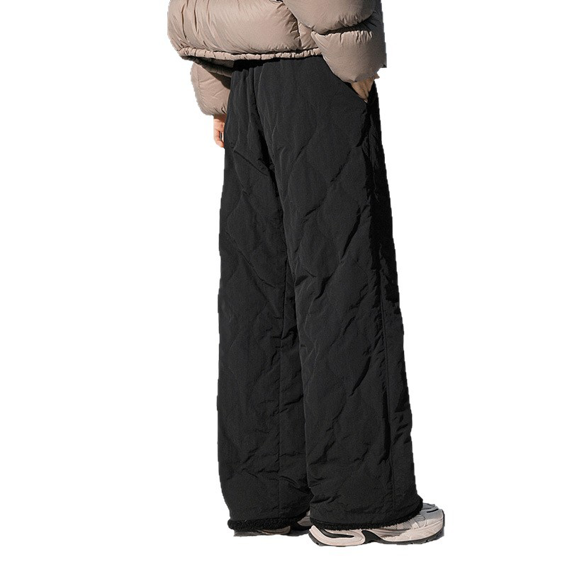 Women's down pants, fashionable and casual wide leg pants, thick and warm, cold resistant 90 duck down cotton pants, trendy 2025 winter new style