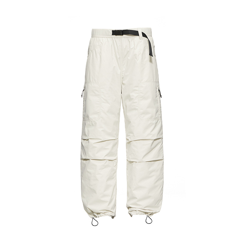Trendy workwear, down pants, men's outdoor wear, winter warmth, straight tube windproof hiking pants, casual couple pants