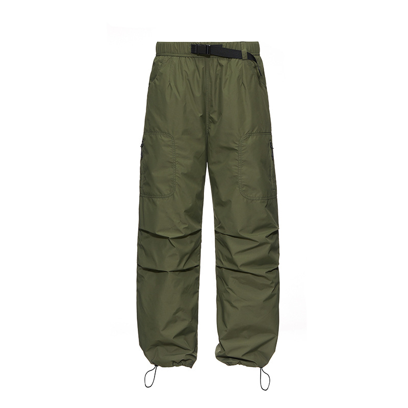 Trendy workwear, down pants, men's outdoor wear, winter warmth, straight tube windproof hiking pants, casual couple pants