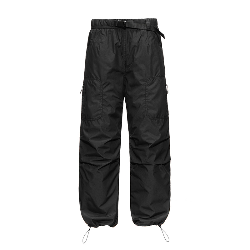 Trendy workwear, down pants, men's outdoor wear, winter warmth, straight tube windproof hiking pants, casual couple pants