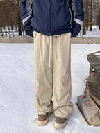 Winter new waterproof and warm down pants for men's fashion dopamine wearing, loose straight leg anti cold ski pants for outerwear