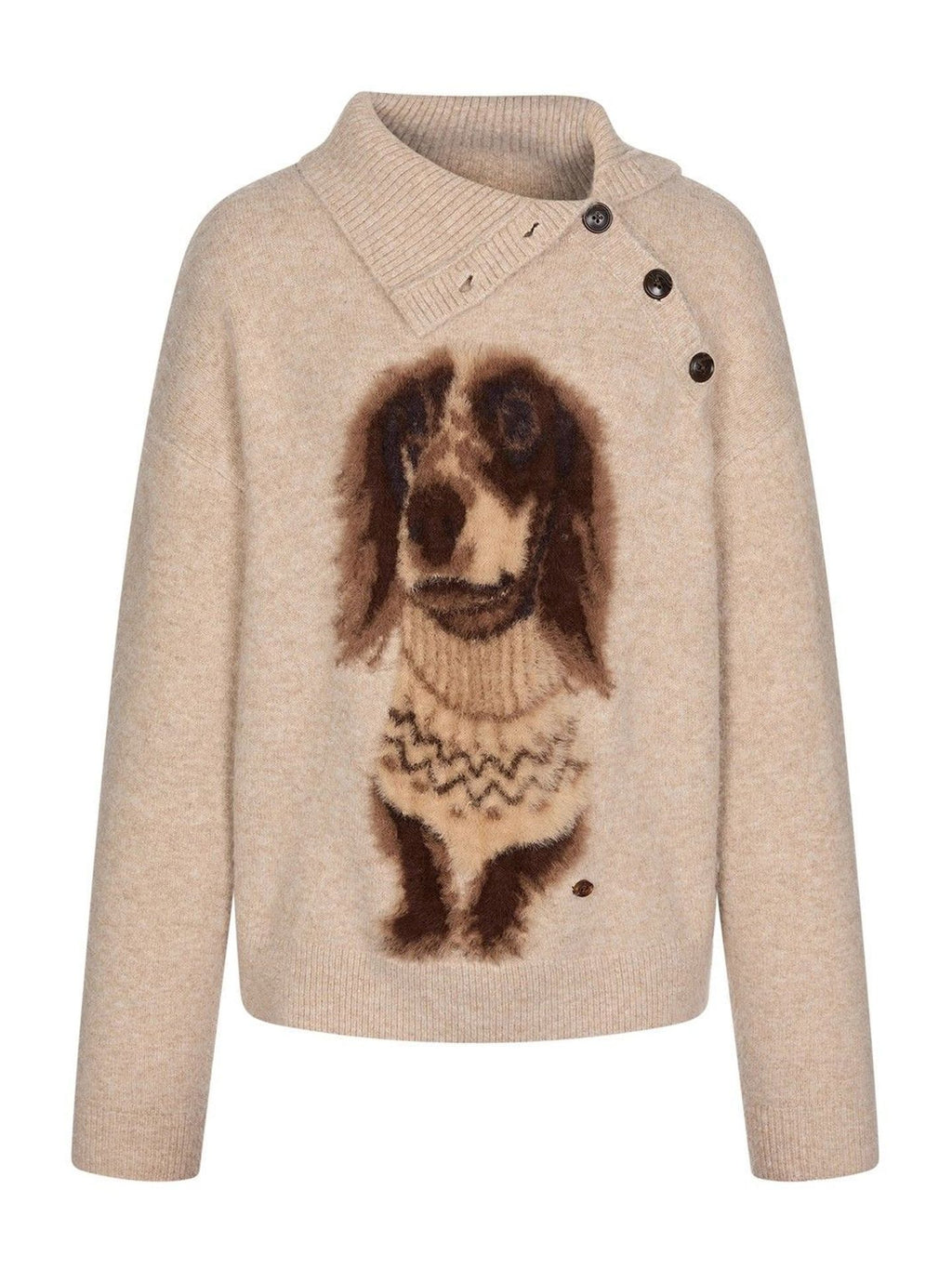 Women's Puppy Collar Pullover Knit Sweater, Autumn/Winter Thick Loose Irregular High Neck Merard Top