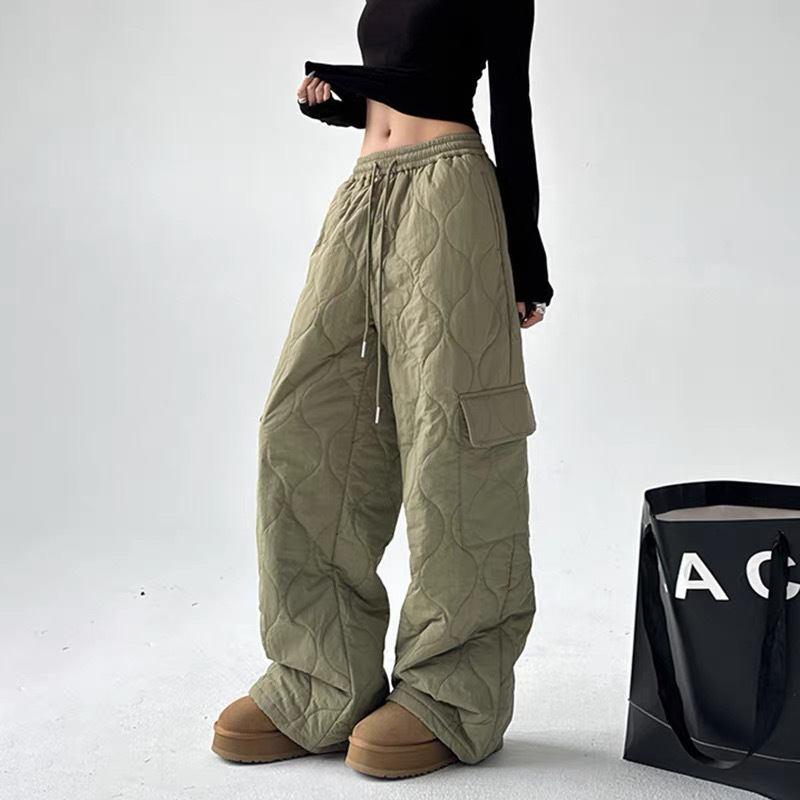 2025 Winter New Outdoor Cold resistant Warm Cotton Pants for Women, Thickened Workwear, Charge and Leisure Pants
