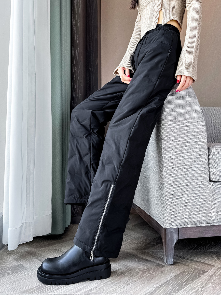 Down pants, women's outdoor casual pants, wide leg loose pants, winter outdoor cold proof bell bottom pants, thick cotton pants