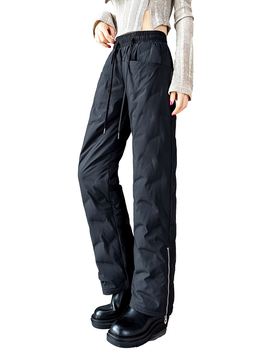 Down pants, women's outdoor casual pants, wide leg loose pants, winter outdoor cold proof bell bottom pants, thick cotton pants
