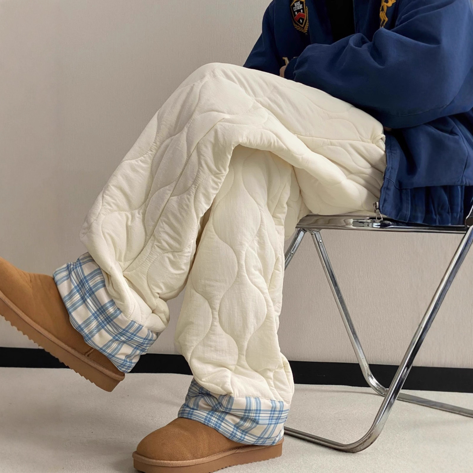 Down cotton pants for women to wear in winter, warm lamb wool pants for short stature, cold resistant design, and thick velvet casual pants