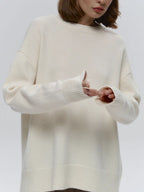 Women's Round Neck Sweater, European and American Style, Autumn/Winter 2025 New Loose Pullover Sweater, Simple Solid Color Sweater for Women