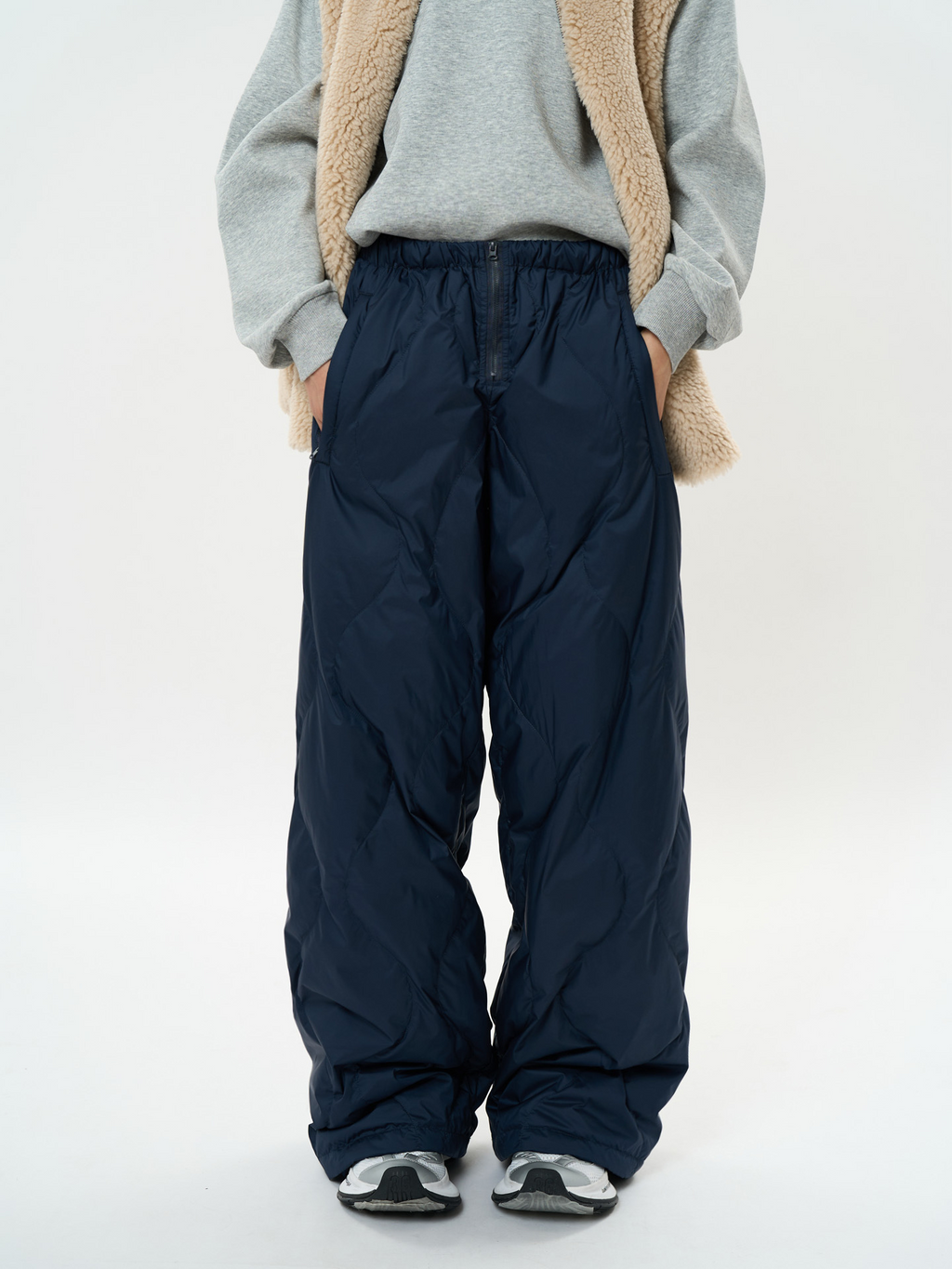 Winter new fashionable quilted down casual pants 90 duck down lightweight warm straight leg pants for women