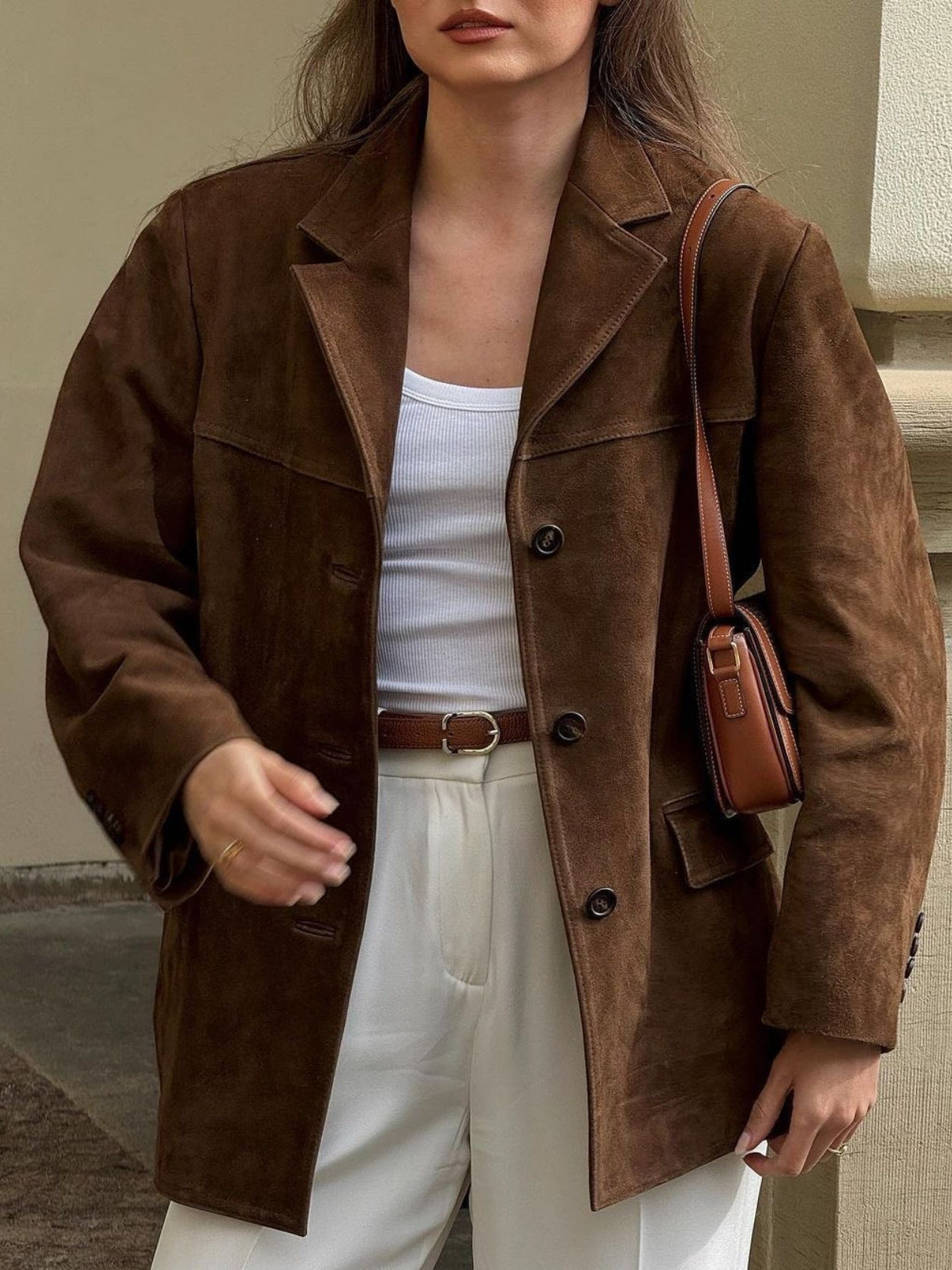 American-style vintage brown jacket with suede lining