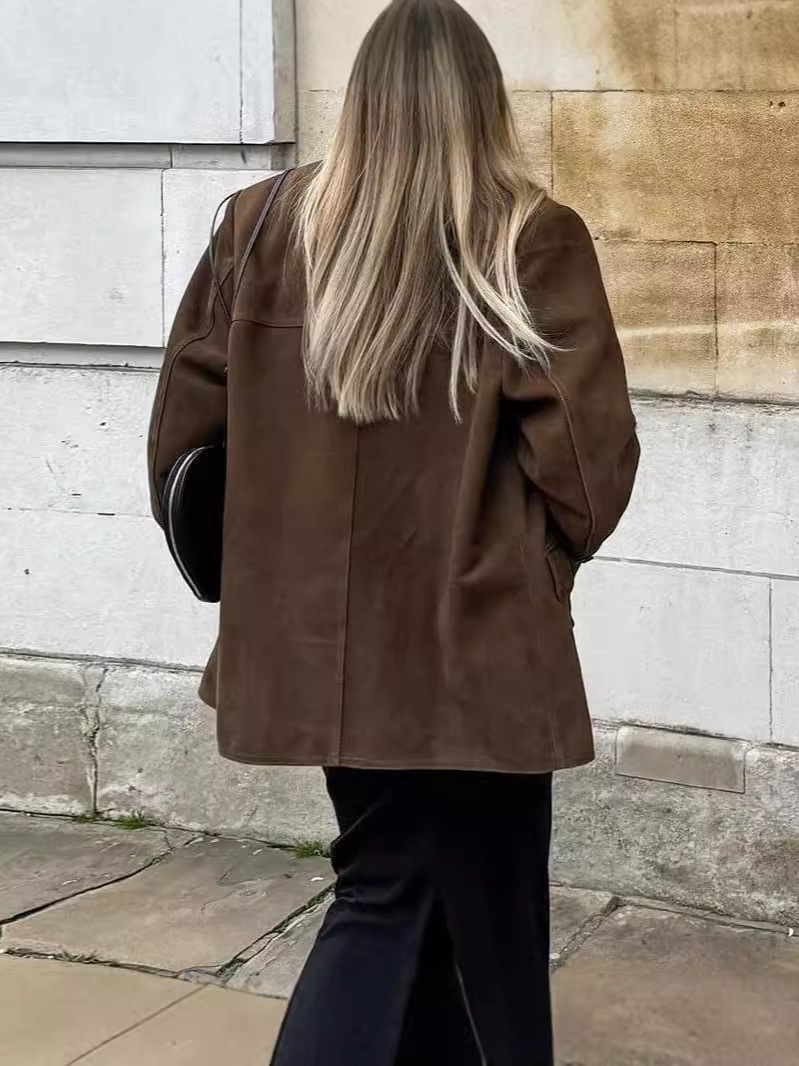 American-style vintage brown jacket with suede lining