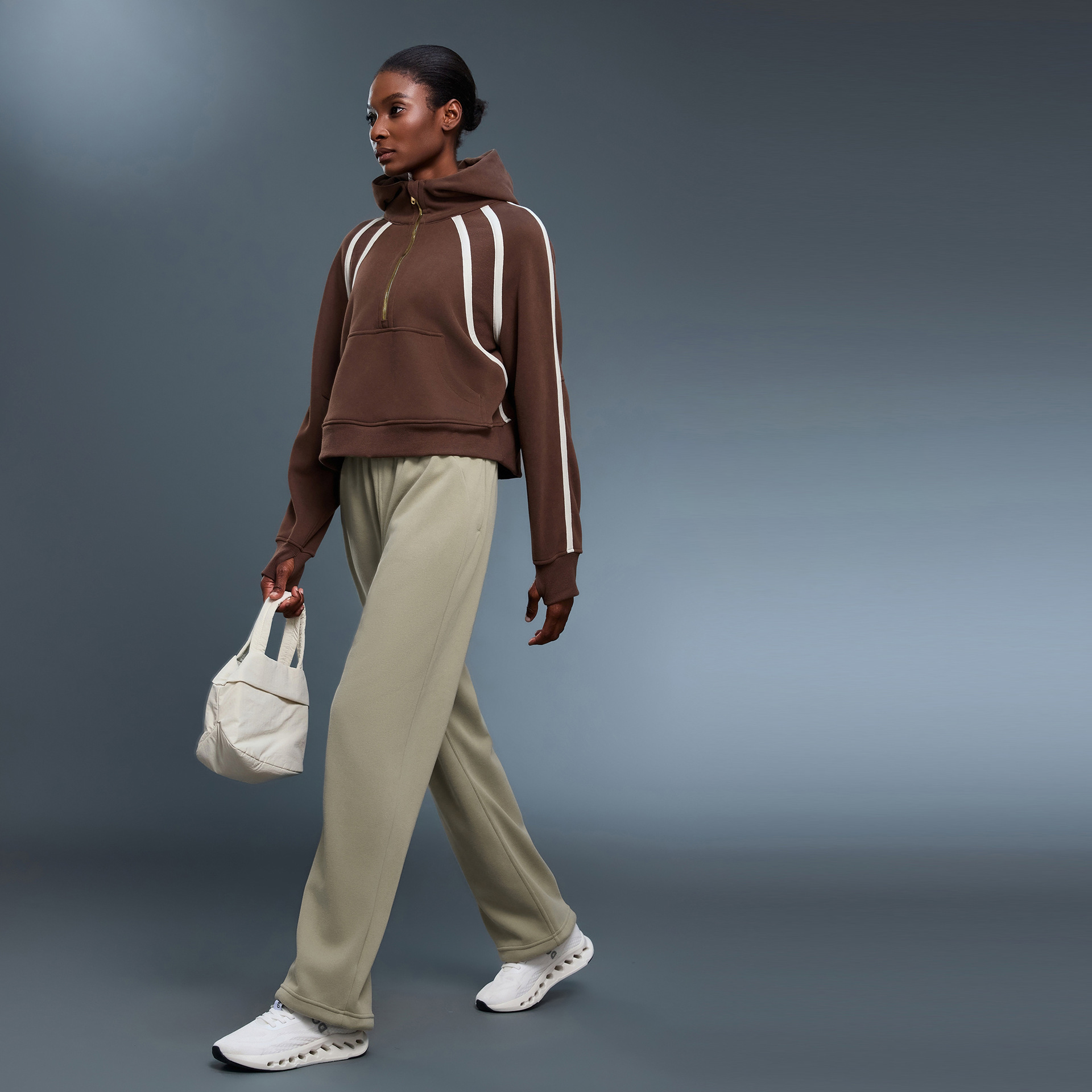 Fleece-lined casual pants, new autumn/winter style, loose straight leg, sports pants, women's warm drawstring jogger sweatpants