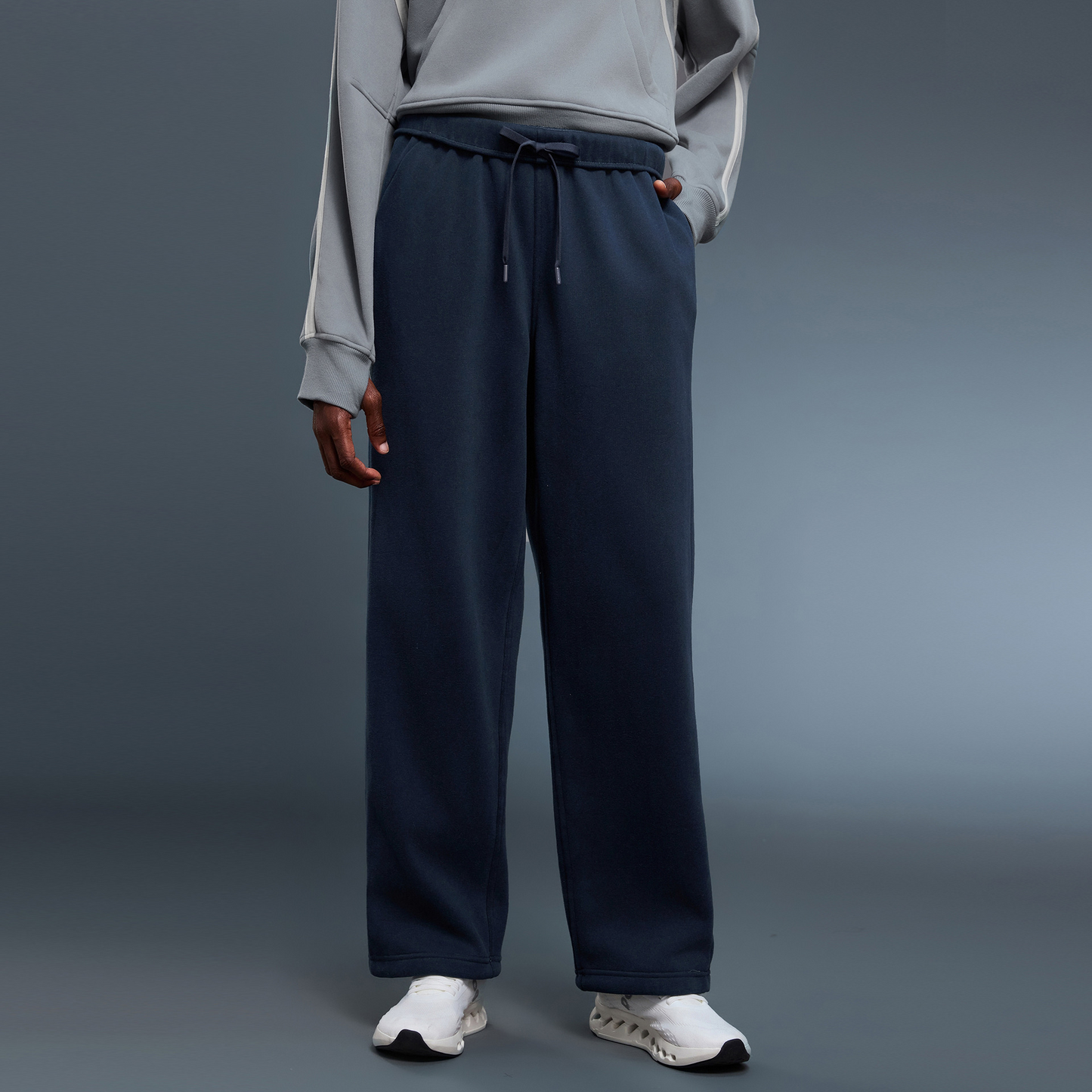 Fleece-lined casual pants, new autumn/winter style, loose straight leg, sports pants, women's warm drawstring jogger sweatpants