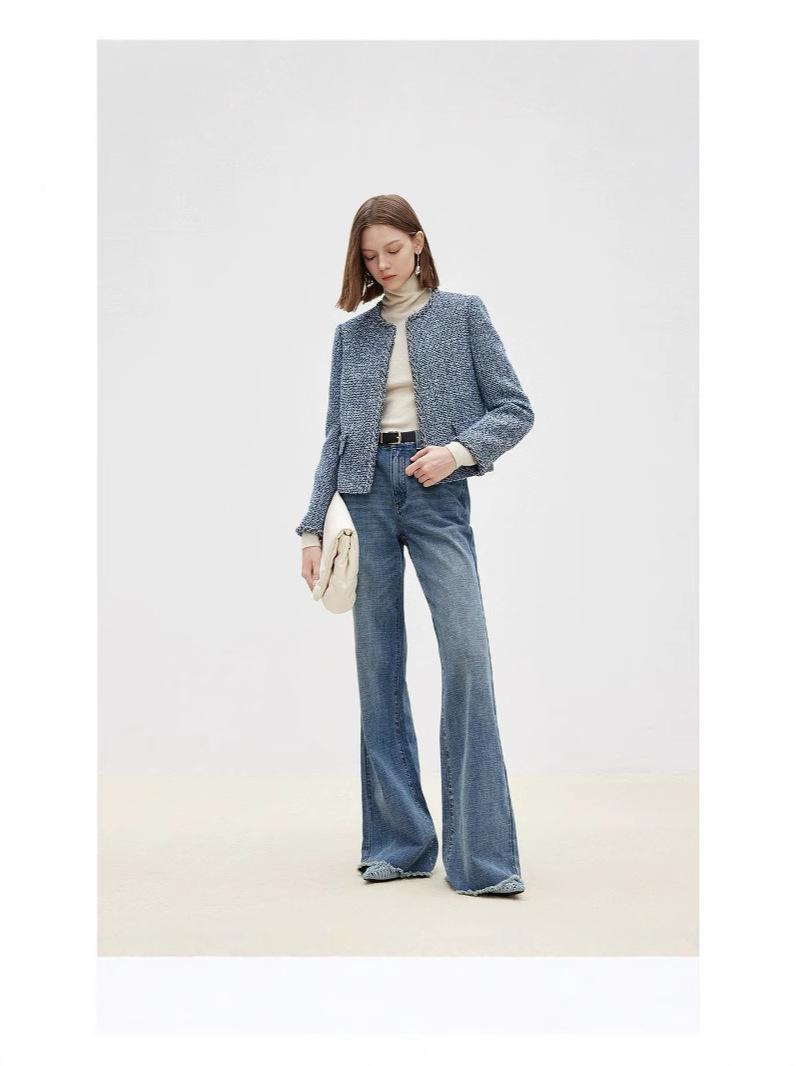 French retro Chanel-style high-end short jacket with structured shoulders, new spring 2025 style for women