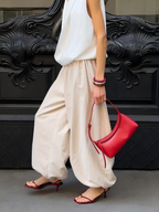 Pure cotton lantern pants, autumn street style, casual and relaxed wide-leg trousers, loose lantern pants for women