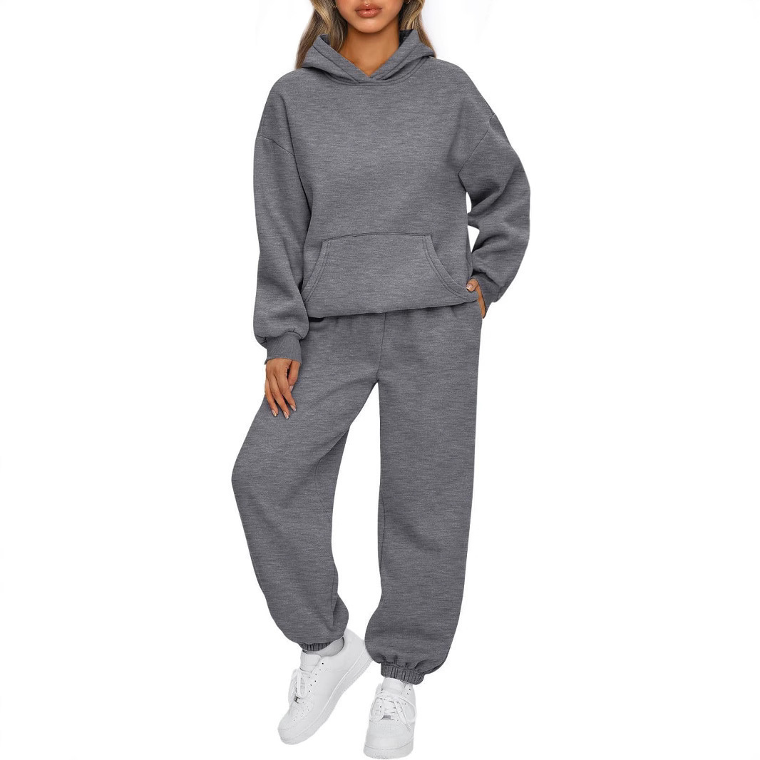 Fashionable drop-shoulder sweatshirt, casual sportswear, versatile jogger pants, women's loungewear