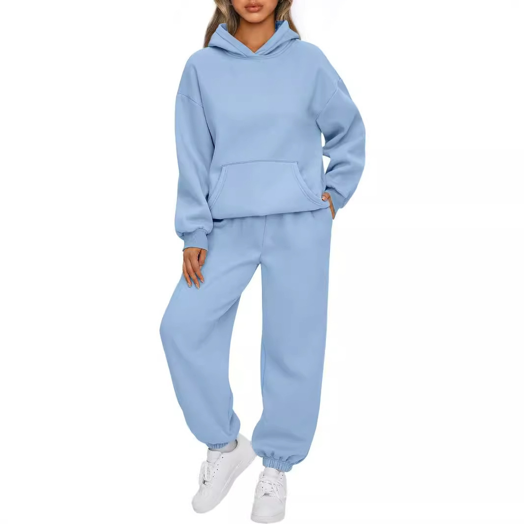 Fashionable drop-shoulder sweatshirt, casual sportswear, versatile jogger pants, women's loungewear
