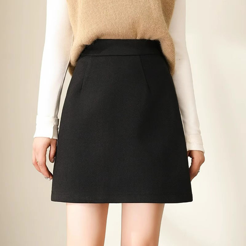 Autumn/Winter Wool Mini Skirt for Petite Women, A-line Skirt, Slimming Bodycon Skirt, Short Skirt